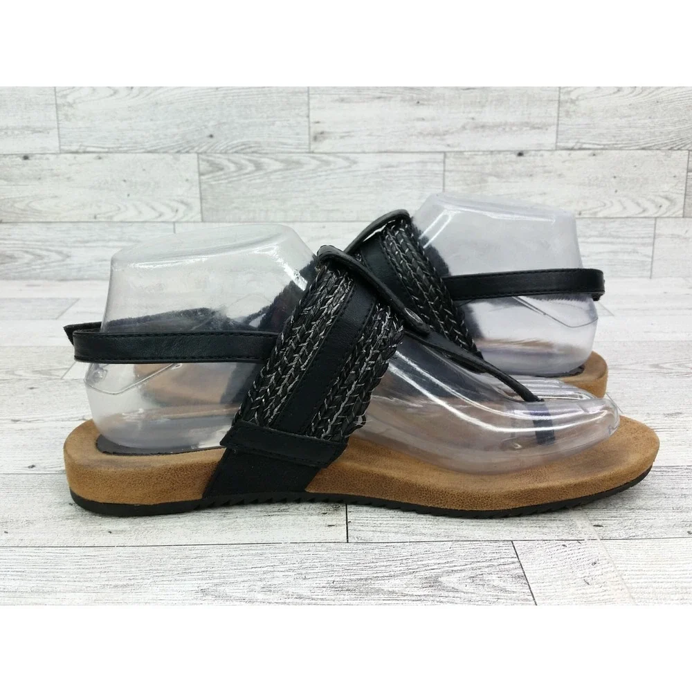 Women's Tamaris Thong‎ Sandals Black Straps Flats Size EU 38 US 7.5/8 Shoes